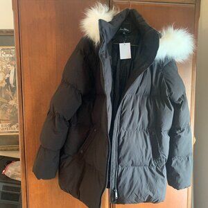 Sam Edelman black puffer jacket with fur lined hood size M